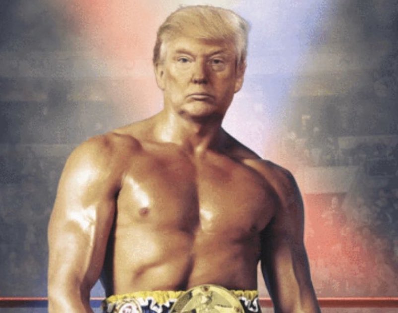 La enésima extrañeza de Trump: tuitea un montaje de su cara con el cuerpo de Rocky Balboa