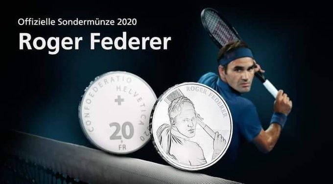 Roger Federer fue inmortalizado en una moneda de plata de 20 francos suizos