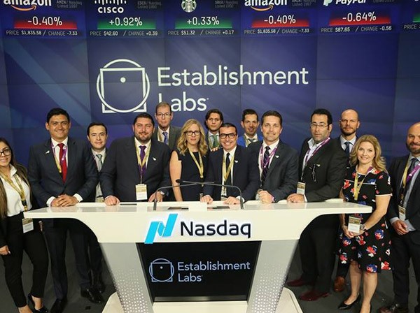 Establishment Labs consigue $69 millones con venta de acciones en la bolsa de Nasdaq