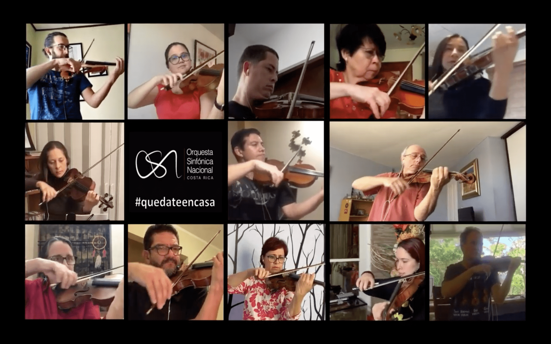Desde sus casas, 13 violinistas de la Orquesta Sinfónica grabaron “Soy Tico”