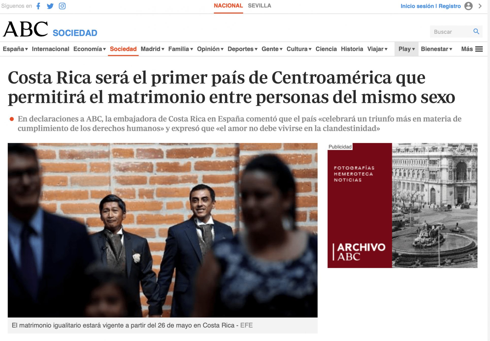 Así reportó la prensa internacional la vigencia del matrimonio igualitario en Costa Rica