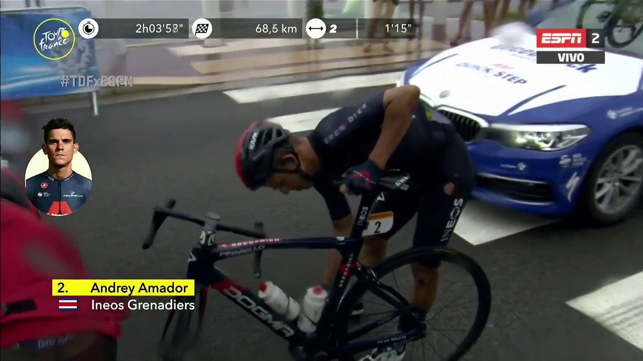 Accidentada primera etapa del Tour le roba la ilusión a Andrey Amador