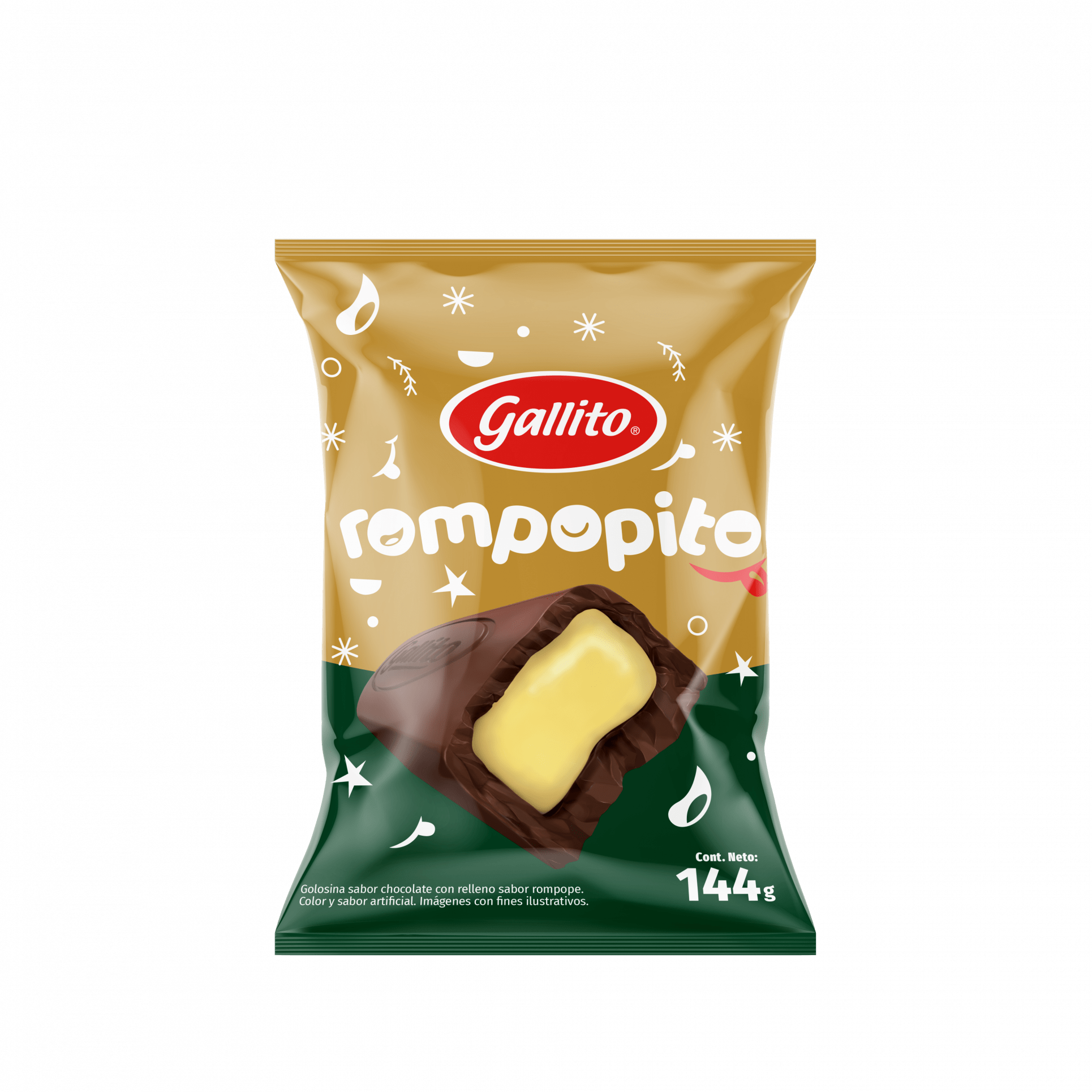 Gallito lanza chocolates con sabores a amaretto (con trozos de galleta Trits) y rompope