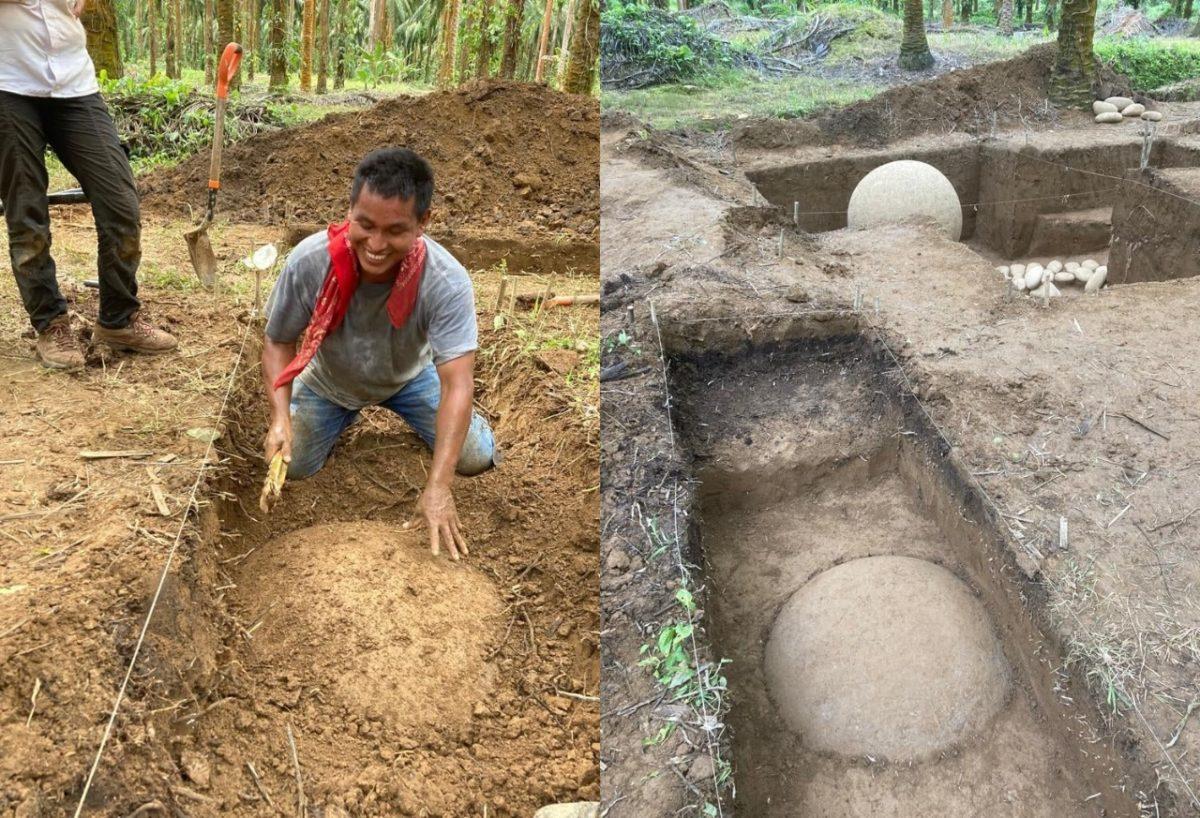 Nuevo hallazgo de una esfera precolombina en Palmar Sur de Osa