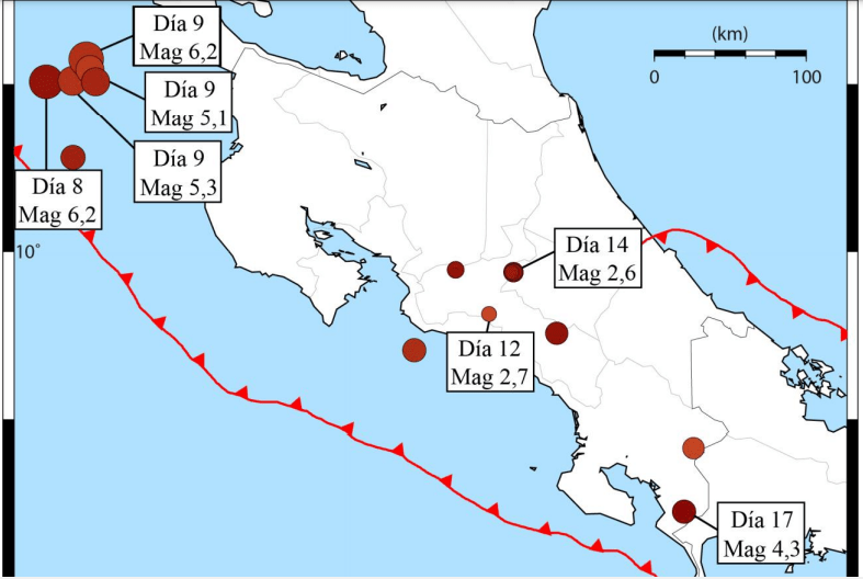 Costarricenses sintieron 15 sismos en noviembre: 2 de ellos fueron de magnitud superior a 6