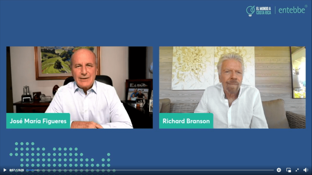 Conversatorio entre Richard Branson y Figueres: Costa Rica tiene condiciones para emprendedores jóvenes