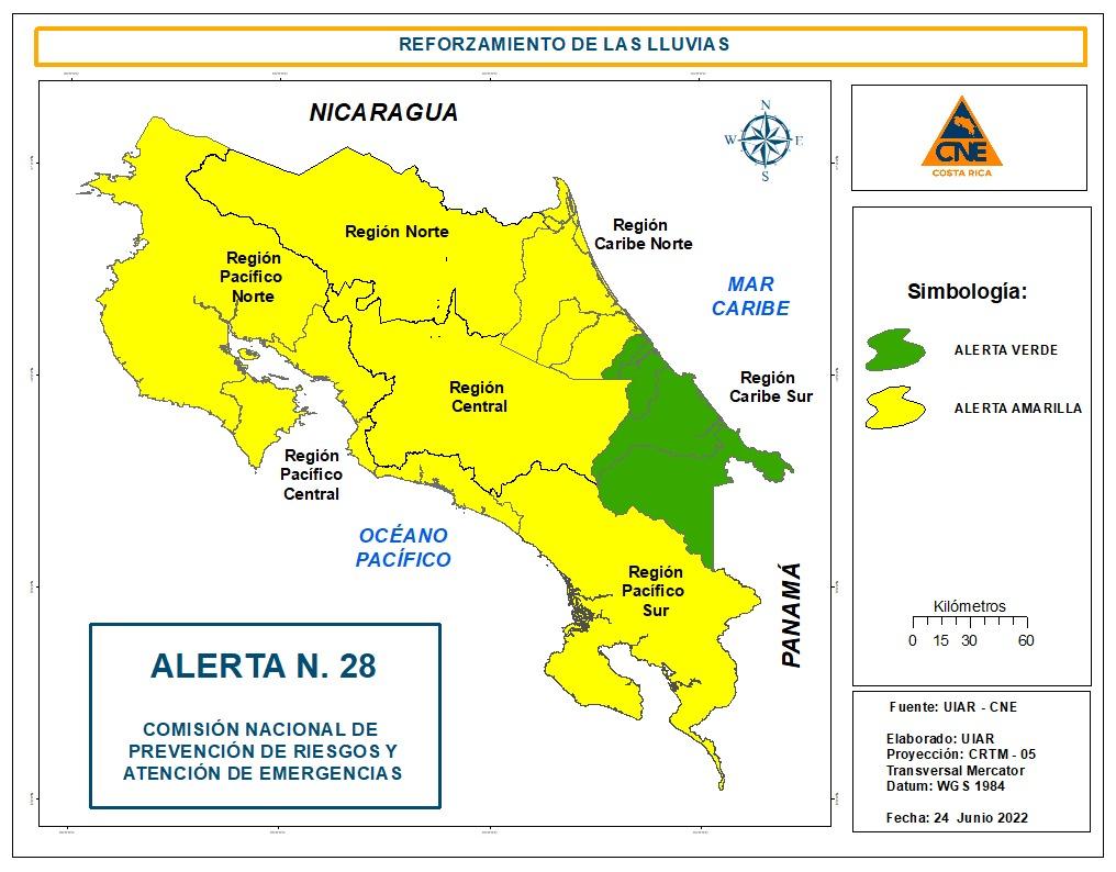 Territorio nacional bajo alerta amarilla por lluvias  y ruta 32 cerrada hasta mañana