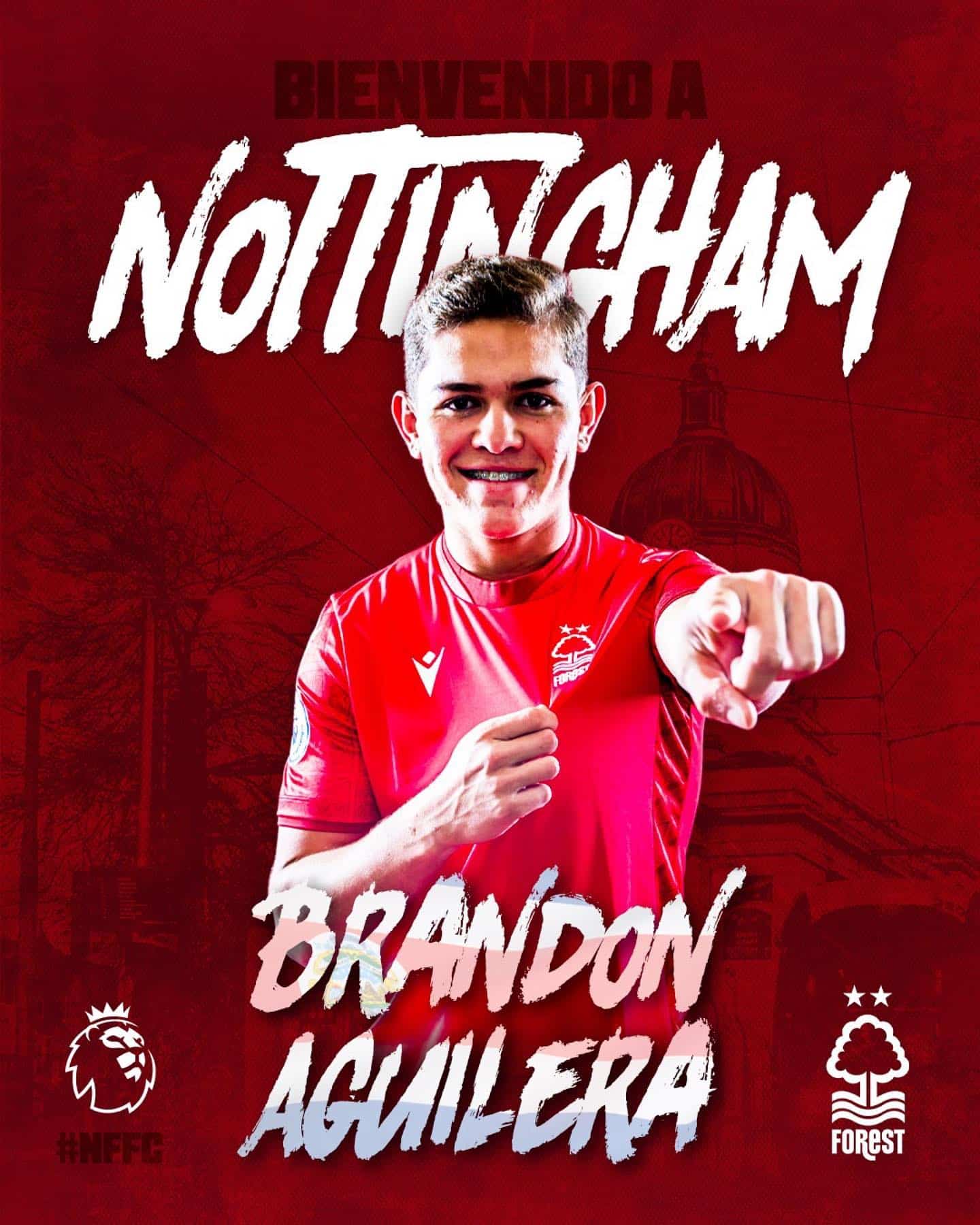 Nottingham Forest le da la bienvenida oficial al mediocampista tico Brandon Aguilera