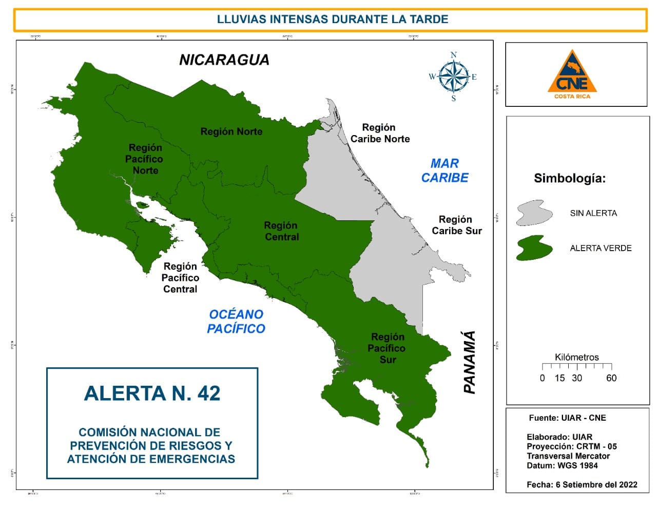 Comisión Nacional de Emergencias baja la alerta de amarilla a verde en Costa Rica