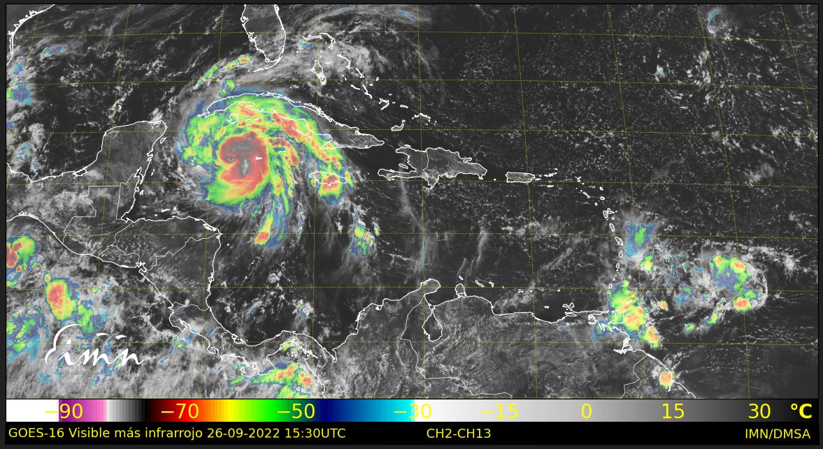Efectos indirectos del huracán Ian generan lluvias este lunes en Costa Rica