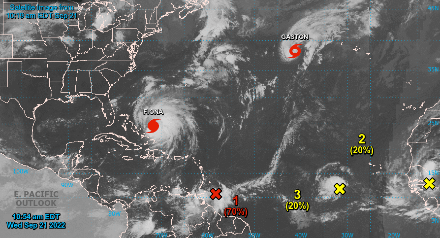 5 sistemas meteorológicos están activos en el Atlántico, entre ellos un huracán, una tormenta y una onda tropical