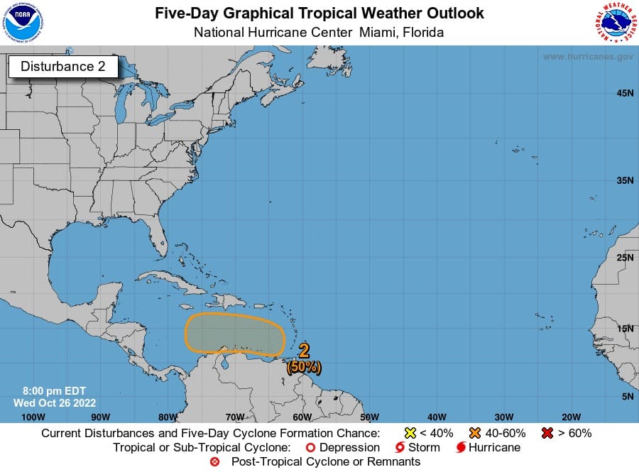 Dos ondas se mantienen en el Mar Caribe: una se debilita y otra puede ser ciclón tropical