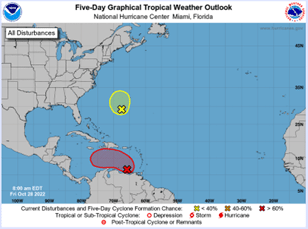 Centro Nacional de Huracanes: aumenta a 70% la posibilidad de ciclón tropical en próximos cinco días en el Mar Caribe