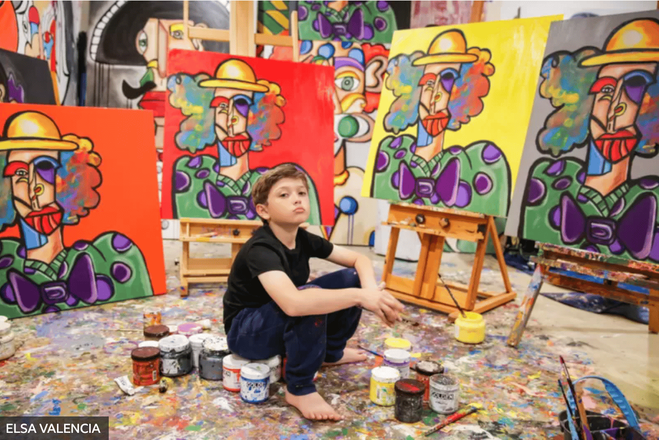 Andrés Valencia, el “pequeño Picasso” de 11 años que vende cuadros por miles de dólares