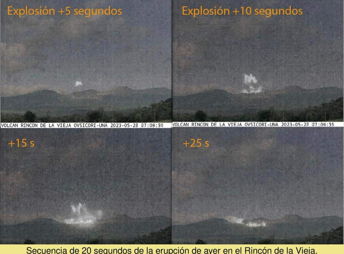 Volcán Rincón de la Vieja presentó erupción cuya pluma se elevó 4 kilómetros; coloso lanzó rocas incandescentes