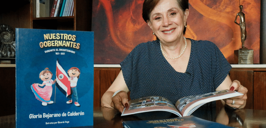 Exprimera dama Gloria Bejarano presenta libro lúdico sobre los gobernantes de Costa Rica entre 1821 y 2021
