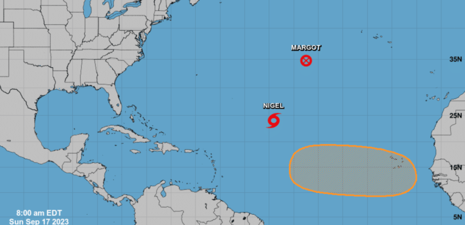 Nueva tormenta tropical en el Atlántico: Nigel avanza a 97 km; Lee y Margot se han degradado