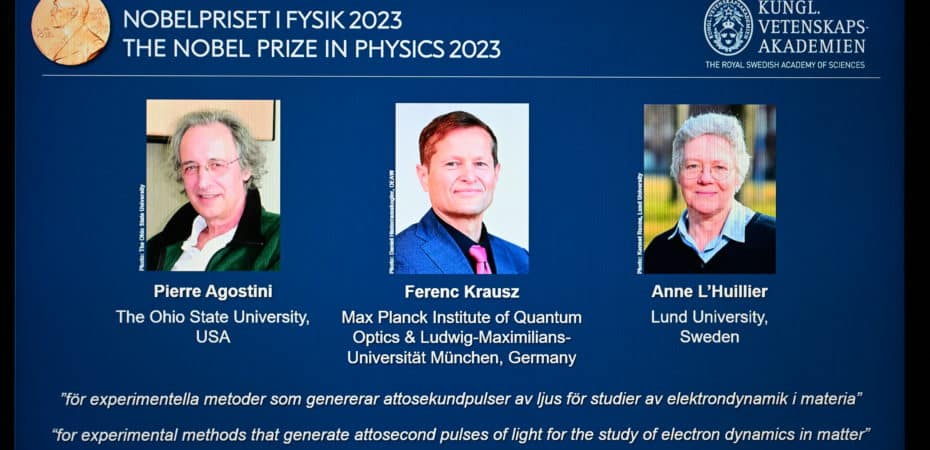 Nobel de Física para tres especialistas del movimiento ultrarrápido de los electrones