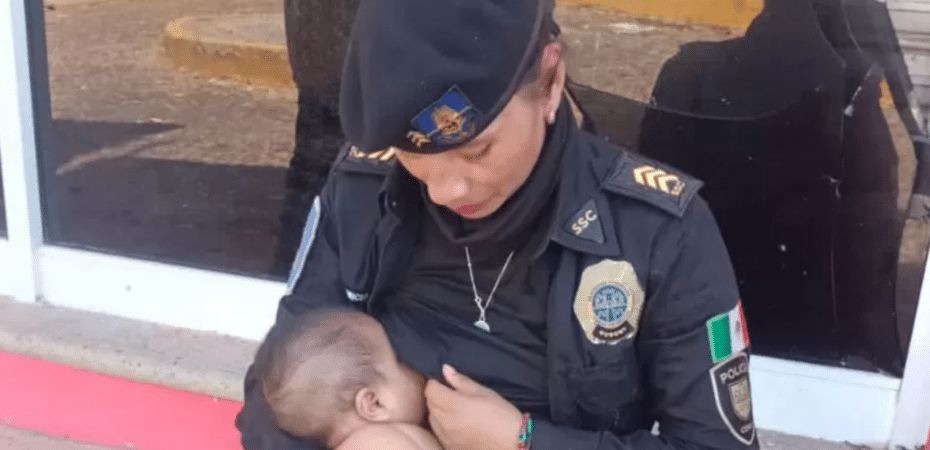 La policía que amamantó a un bebé en Acapulco que llevaba más de dos días sin alimentarse tras el huracán Otis