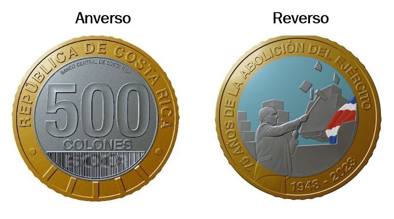 BCCR lanzará monedas conmemorativas por los 75 años de la Abolición del Ejército y cada una costará ¢12.883