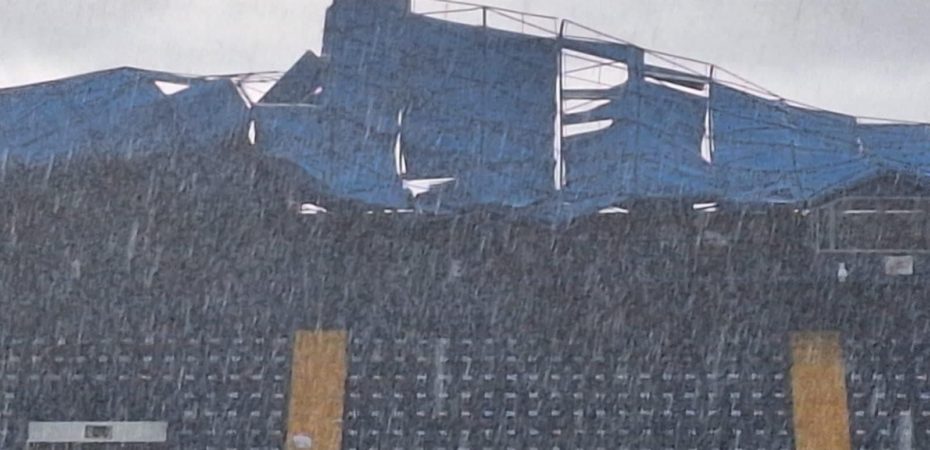 Fuertes lluvias y vientos en Cartago desprendieron techo del estadio “Fello” Meza